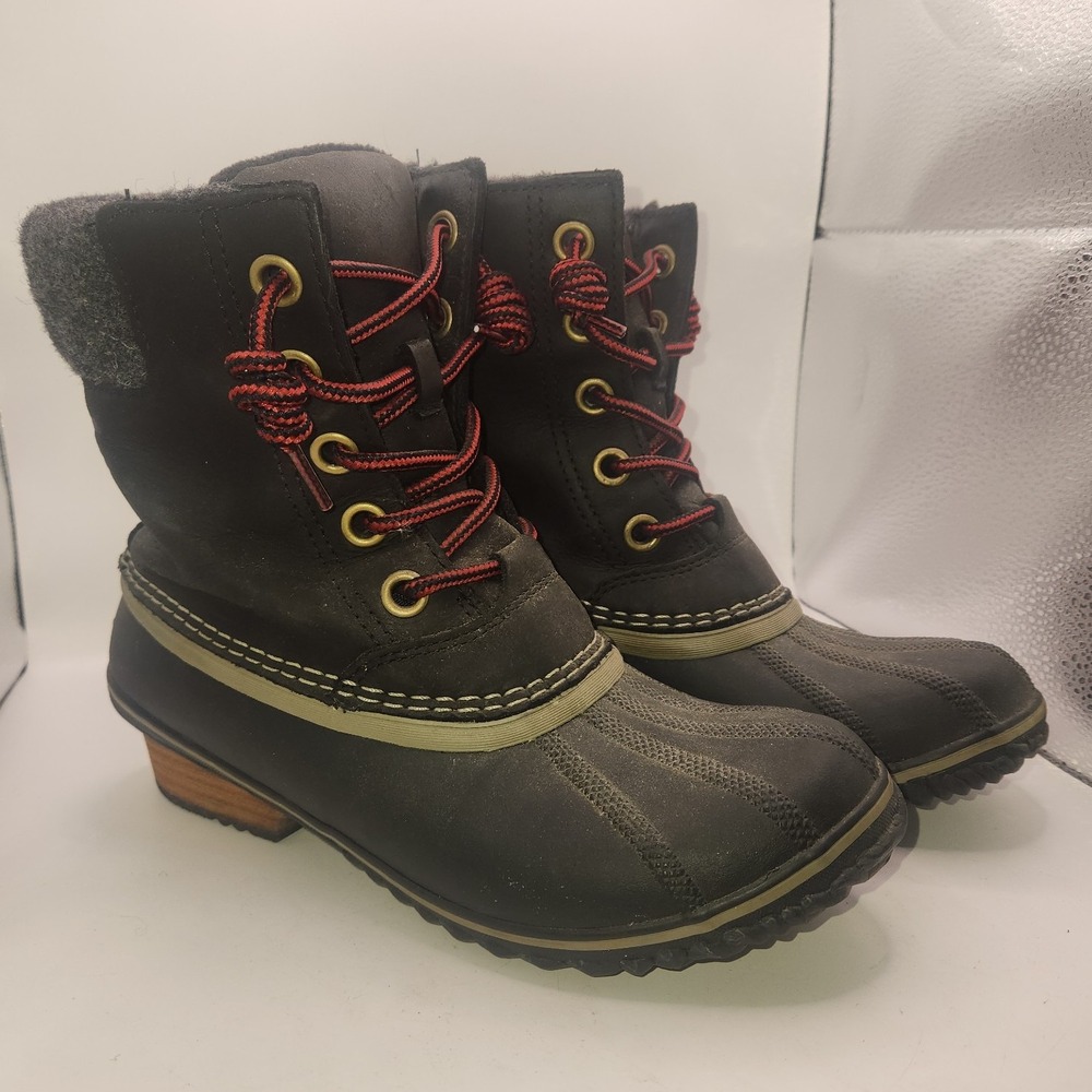 Sorel Women's Slimpack Lace II Boot Size 8 Waterproof Black Duck Snow Winter
